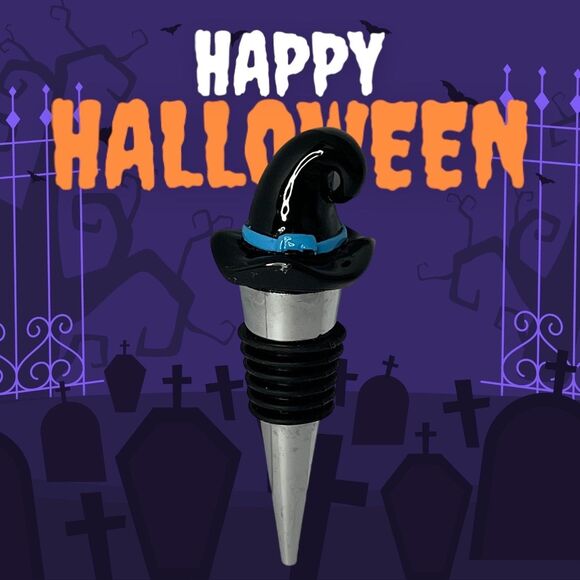 Halloween Witch Hat Stopper for Wine Bottles, Festive Home Decor Accent - Picture 3 of 5